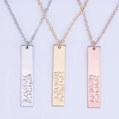 Coordinate Necklace /Valentine's gift women  Necklace gift,Coordinate necklace  Latitude Bar Necklace for Custom name gifts