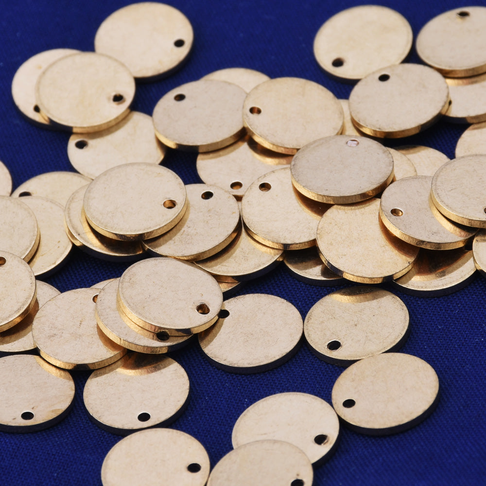 Round Brass Stamping Blanks Discs Tags,Diy Stamping Supplies with hole,tibetara®,About 3/8"(8mm),50 each/lot