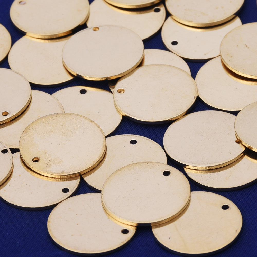 Round Brass Stamping Blanks,Diy Personalized Stamping Blank with hole,Stamping Supplies,tibetara®,About 3/4"(18mm)50 each/lot