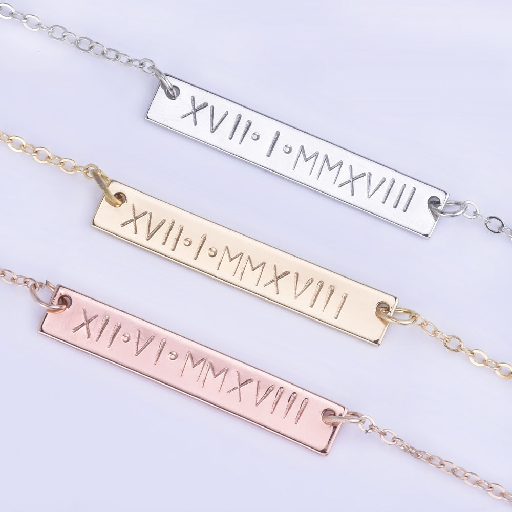 Date Necklace,Roman Numeral Necklace,Mothers Day Gift,Wedding date ,Anniversary gift