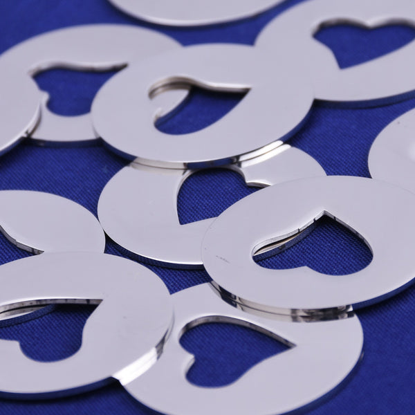 Stainless Steel Round Heart Washer Blank FANTASTIC SHINE,tibetara® About 1"(25mm) 18 Gauges Jewelry Stamping Blank,10 each/lot