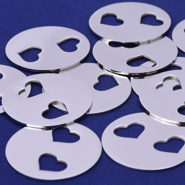 Stainless Steel Round Heart  Washer Blank FANTASTIC SHINE,18 Gauges Diy Stamping Blank, tibetara®,About 1 1/4"(32mm),10 each/lot