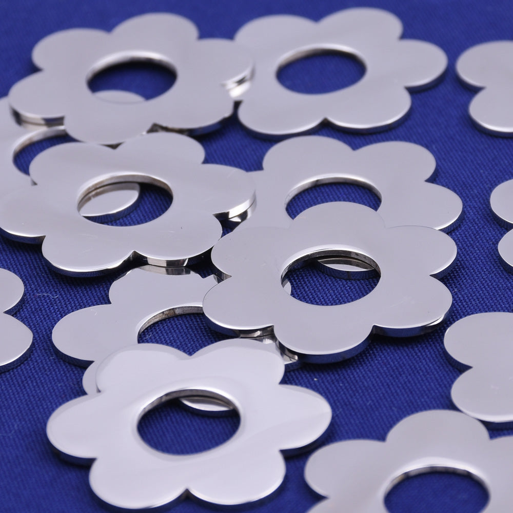 About 1" (25mm) tibetara® Stainless Steel 6 Petal Flower Washer Stamping Blanks ,16 Gauges Custom Name Initial Charms,10 Each/lot
