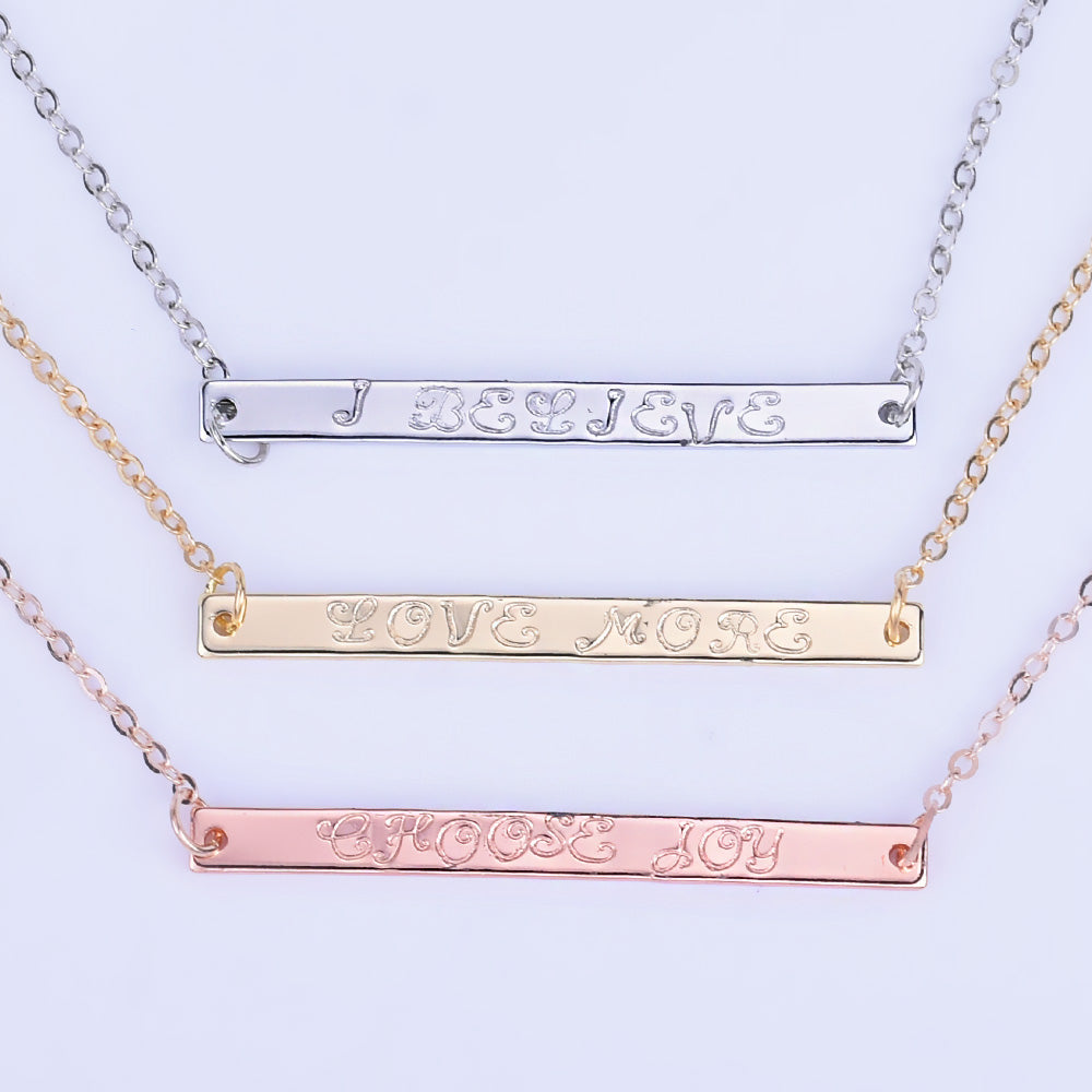 Custom Necklace,Bar Necklace Woman Necklace Gift for mother Day Gift Handstamped Necklace