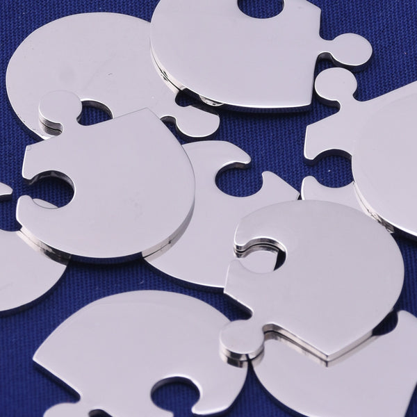 Stainless Steel Puzzle Piece Broken Heart Stamping Blank,Heart Puzzle,tibetara®,About 7/8"*3/4"（22*18mm) 18 Gauges,10 each/lot