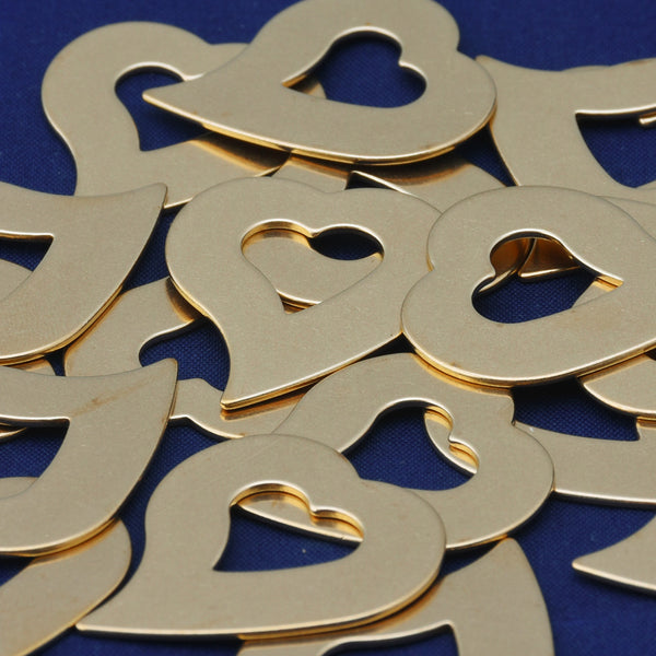 Brass  Heart Washer Stamping Blanks,FANTASTIC SHINE,Heart Washers,About 1"*1 1/8"（25*28mm) ,18 Gauges,20 each/lot