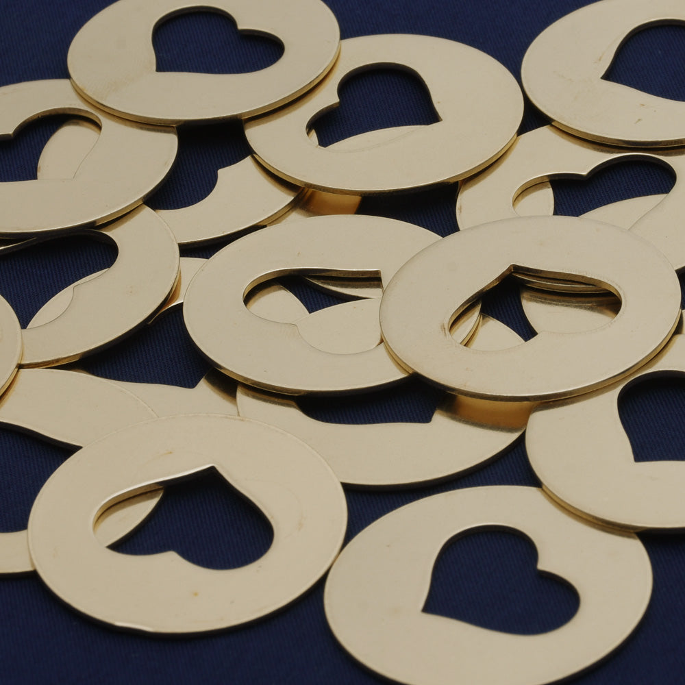 Round Brass Heart Discs,FANTASTIC SHINE,Stamping Supplies,tibetara® About 1 1/4"（32mm) 18 Gauges,20 each/lot