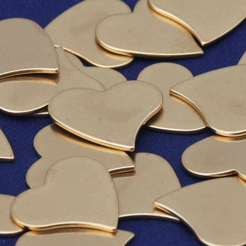 1"(25mm)  tibetara® Brass Tilted Heart Stamping Blanks  ,18 Gauges,DIY Stamping Blanks,Jewelry Tags,20 each/lot