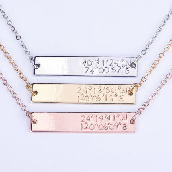 Custom Jewelry  necklace,Coordinate necklace, engraved necklace,Personalized  Jewelry