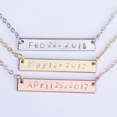 Personalized Bar Necklace,memorial day Necklace,Anniversary Initial Necklace,Date Necklace