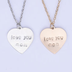 Love you mom Heart Necklace, Silver,Gold Fill,Custom mom gift Necklace