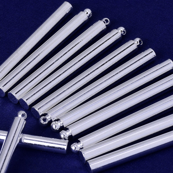 About 44*4*1.2mm tibetara® Brass tube Pendant, Charms, Findings Brass Bars