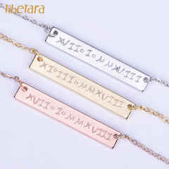 Bride Gift,Engraved Date Jewelry,Roman Numeral Necklace,Date Necklace,Birthday Gift