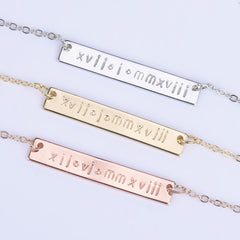 Wedding Date Necklace ,Gift for mom, Girlfriend ,Friend ,Roman Numeral Necklace