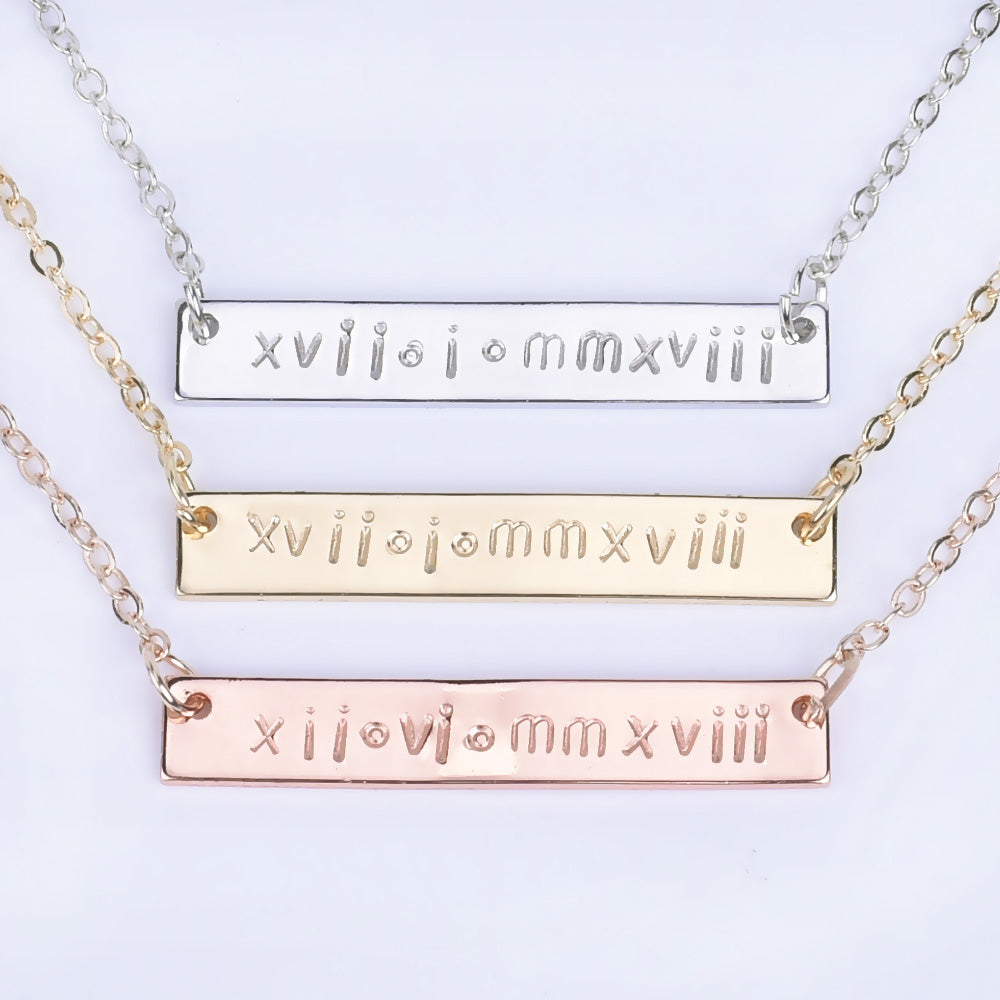 Wedding Date Necklace ,Gift for mom, Girlfriend ,Friend ,Roman Numeral Necklace