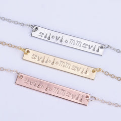 Initial Bar,anniversary gift,Roman Numeral Necklace,Date Necklace,memorial necklace