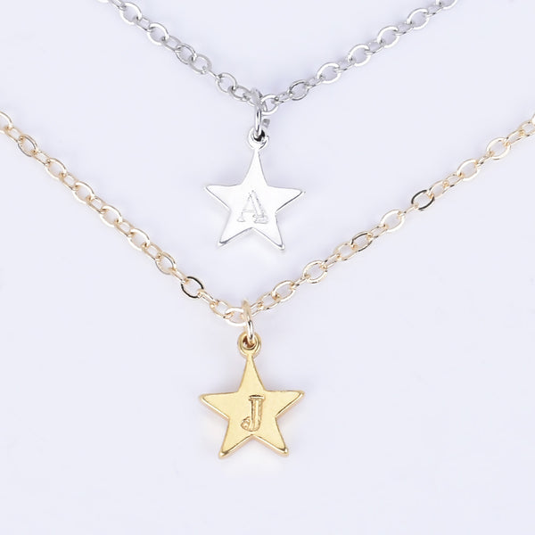Dainty necklace, initial necklace, personalized jewelry ,star necklace,lucky necklace
