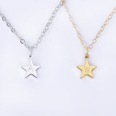 Personalized hand casted Star necklace, engraved  Personalized star Necklace , name jewelry,stamped star jewelry
