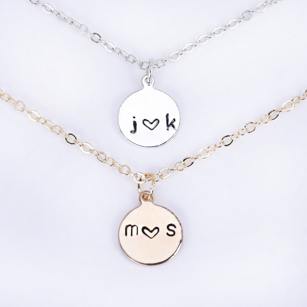 Handstamped,Personalized Necklace,Hand Stamped Gift,Custom Necklace ,Round disc,Valentine's Gift