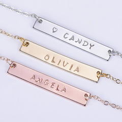 Child Names Initials Necklace,Engraved  Bar Necklace,Custom Necklace Gift,Bar Necklace,Best Friend Personalized Necklace