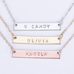 Child Names Initials Necklace,Engraved  Bar Necklace,Custom Necklace Gift,Bar Necklace,Best Friend Personalized Necklace