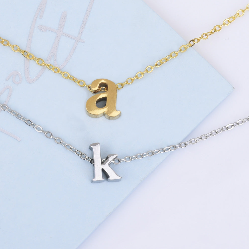 About 3/8"(10mm),Minimalist Jewelry, Letter Necklace,Bridesmaid Gift,Gold Dainty Necklace,Silver Necklace,Personalized Gift for Her-1066