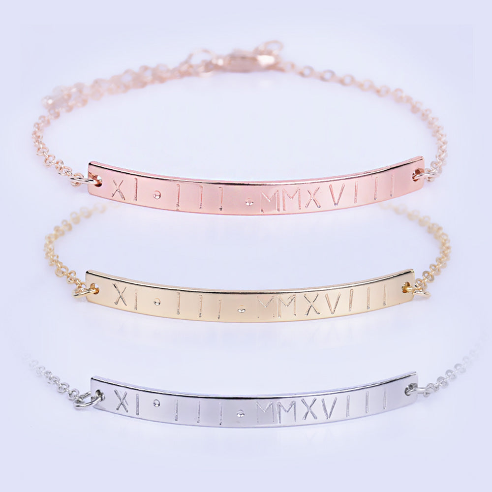Date Bracelet,Skinny Bar,Personalized Bracelet,mothers day gift,mothers day jewelry