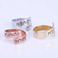 Coordinate Ring  ,Custom Coordinate Ring ,Location Ring ,mothers day jewelry,valentine gift, Coordinates Gift for Her