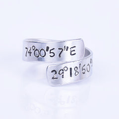 Coordinate Ring  ,Custom Coordinate Ring ,Location Ring ,mothers day jewelry,valentine gift, Coordinates Gift for Her
