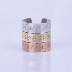 Longitude Latitude Ring,Skinny Coordinates Ring,Personalized ring,Customizable gift